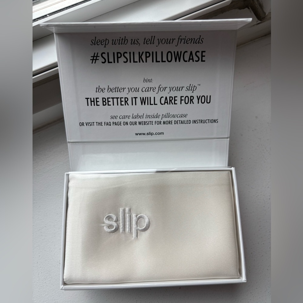 NEW! Slip Pure Silk Queen Pillowcase w Zipper - White